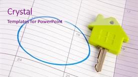  Presentation with house key - Presentation design having paper on a calendar background and a  colored foreground
