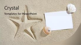  Presentation with white sand - Presentation theme consisting of paper on white sand beach background and a soft green colored foreground