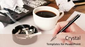  Presentation with clapper - Slide set consisting of paper on wooden background background and a lemonade colored foreground