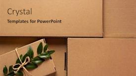  Presentation with box carton - PPT theme consisting of paper-or-cardboard-box background and a coral colored foreground