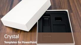  Presentation with white blank notebook silver - Beautiful slides featuring paper packaging - blank white box mock up backdrop and a coral colored foreground