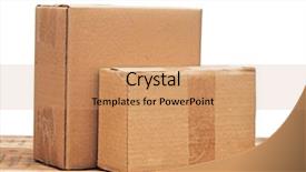  Presentation with packaging - Colorful PPT theme enhanced with paper packaging - cardboard boxes on a wooden backdrop and a coral colored foreground