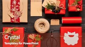  Presentation with packaging - Presentation design with paper packaging - creatively wrapped and decorated christmas background and a tawny brown colored foreground