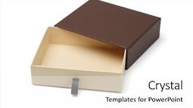  Presentation with gift - PPT layouts featuring paper packaging - elevated view of open empty background and a white colored foreground