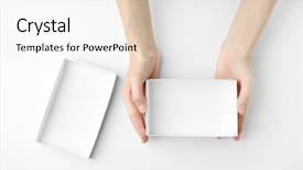  Presentation with praying hands on open bible - Cool new slides with paper packaging - female hands with open box backdrop and a white colored foreground