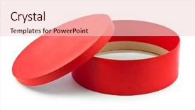  Presentation with fade blue painted red white - Slide deck having paper packaging - opened red box isolated background and a lemonade colored foreground