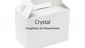  Presentation with cake - Colorful slide deck enhanced with paper packaging - takeaway cake box on white backdrop and a white colored foreground