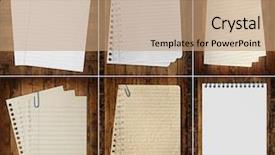  Presentation with notebook paper - Slide set with paper page notebook textured isolated background and a coral colored foreground