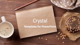  Presentation with coffee donuts - Beautiful PPT theme featuring paper pencil - notepad donuts and coffee backdrop and a coral colored foreground