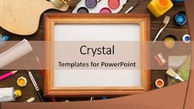  Presentation with paint brush - Amazing slides having paper pencil - paint supplies and brush backdrop and a coral colored foreground