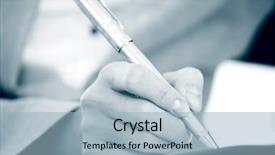  Presentation with pen - Theme with paper pencil - woman write by pen background and a light blue colored foreground