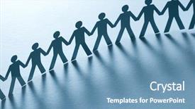  Presentation with cutout paper people standing around globe holding hands - Colorful slide set enhanced with paper people holding hands backdrop and a teal colored foreground