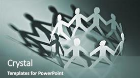  Presentation with circle - Presentation theme consisting of paper people in circle closeup background and a gray colored foreground