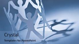  Presentation with circle - Colorful theme enhanced with paper people in circle closeup backdrop and a light blue colored foreground