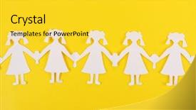  Presentation with yellow paper - Audience pleasing slide set consisting of paper people in social network concept on yellow background backdrop and a yellow colored foreground