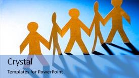  Presentation with cut - Presentation design having paper people in teamworking concept background and a light blue colored foreground