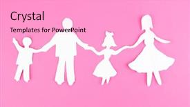  Presentation with cutout paper people standing around globe holding hands - Amazing PPT layouts having paper people on color background backdrop and a  colored foreground