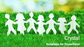  Presentation with chain - Audience pleasing slides consisting of paper people on green grass backdrop and a shamrock green colored foreground