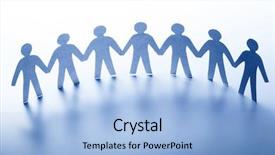  Presentation with society - Audience pleasing theme consisting of paper people standing together hand backdrop and a light blue colored foreground