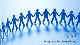  Presentation with chain - Slide deck having paper people standing together hand background and a light blue colored foreground