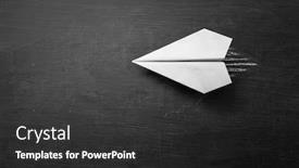  Presentation with plane - Audience pleasing presentation theme consisting of paper-plane-on-blackboard-background backdrop and a dark gray colored foreground