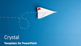  Presentation with love romance - PPT theme featuring paper-plane-with-red-heart background and a teal colored foreground