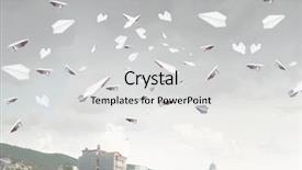  Presentation with paper planes - PPT theme consisting of paper planes flying in air background and a  colored foreground