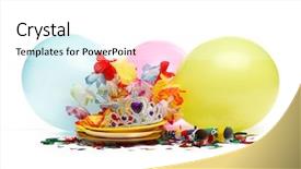  Presentation with birthday party - Cool new slides with paper plate - birthday party decorations isolated backdrop and a white colored foreground