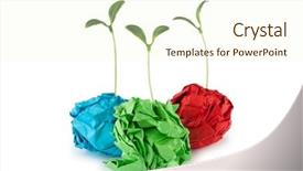  Presentation with recycling paper - Presentation theme enhanced with paper recycling concept with seedlings background and a  colored foreground