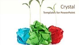  Presentation with recycling paper - Colorful PPT layouts enhanced with paper recycling concept with seedlings backdrop and a  colored foreground