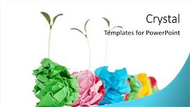  Presentation with recycling paper - Slides having paper recycling concept with seedlings on white background and a white colored foreground