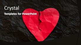  Presentation with broken heart - Slide deck having paper-red-broken-heart background and a wine colored foreground