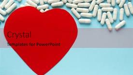  Presentation with cardiology concept - Audience pleasing PPT layouts consisting of paper-red-heart-and-pills backdrop and a crimson colored foreground