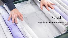  Presentation with architect - PPT layouts having architect hand opening rolled up background and a light gray colored foreground