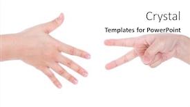  Presentation with stone - Amazing presentation theme having paper scissors stone - hands isolated on white background backdrop and a white colored foreground