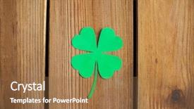  Presentation with st patricks day - Amazing PPT layouts having paper shamrock on wooden background backdrop and a coral colored foreground