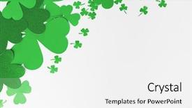  Presentation with white green - Slides having paper shamrocks on white background background and a white colored foreground
