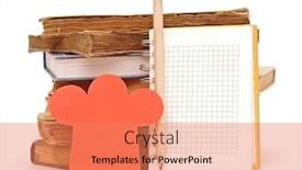  Presentation with notebook paper - Beautiful PPT theme featuring chef hat on stack book backdrop and a coral colored foreground