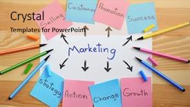  Presentation with marketing - Presentation design with paper sheet with text marketing background and a coral colored foreground