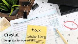  Presentation with tax - Amazing slides having paper sheet with text tax backdrop and a blonde colored foreground