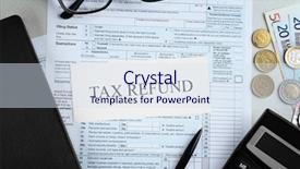  Presentation with tax refund - Theme with paper sheet with text tax background and a sky blue colored foreground