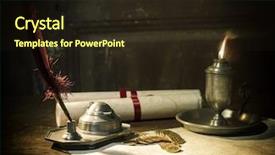  Presentation with antique parchment - Cool new slides with paper sheets lit by candle backdrop and a wine colored foreground