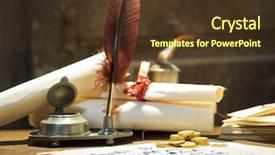  Presentation with antique parchment - PPT theme consisting of paper sheets lit by candle background and a tawny brown colored foreground
