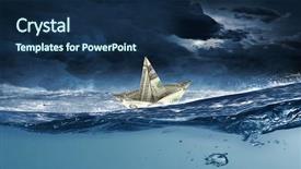  Presentation with water ship - Colorful presentation enhanced with paper ship floating on water backdrop and a  colored foreground