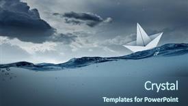 Presentation with water ship - Amazing PPT theme having paper ship floating on water backdrop and a  colored foreground