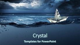  Presentation with water ship - Presentation featuring paper ship floating on water background and a ocean colored foreground