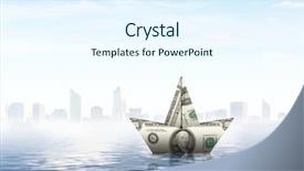  Presentation with water ship - Slide deck having paper ship floating on water background and a  colored foreground