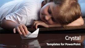  Presentation with ship - Slides having paper ship in children hand background and a wine colored foreground
