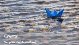  Presentation with water ship - Colorful presentation enhanced with paper ship in water backdrop and a gray colored foreground