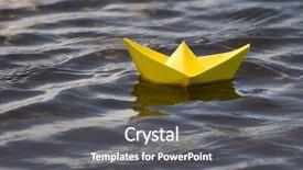  Presentation with water ship - Presentation design having paper ship in water background and a gray colored foreground